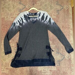XCVI wearables waffle knit long sleeve tie dye v neck sweater top size med